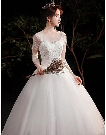 свадебное платье новое: Свадебное платье, L, С корсетом, Фатин, Пышное, Стразы, Новый — 3