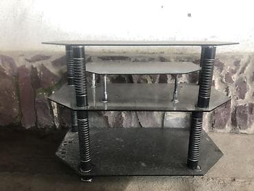 промо стол: Тумба и подставка для телевизора, Напольная, Стекло, цвет - Черный — 2