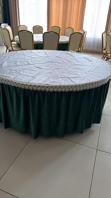 study table: Круглый банкетный стол со скатерью и юбкой - Форма: круглая - Диаметр — 2
