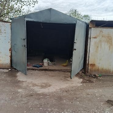 Металлический гараж (ракушка/бокс) с распашными воротами и смотровой