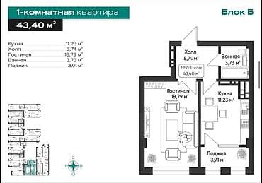 all group: 1 комната, 43 м², Элитка, 9 этаж, Готовая ПСО (под самоотделку) — 3