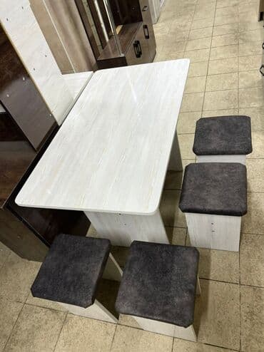 кухонный стол и стулья купить недорого: Кухонный стол и стул, Новый, Бесплатная доставка, цвет - Бежевый — 7