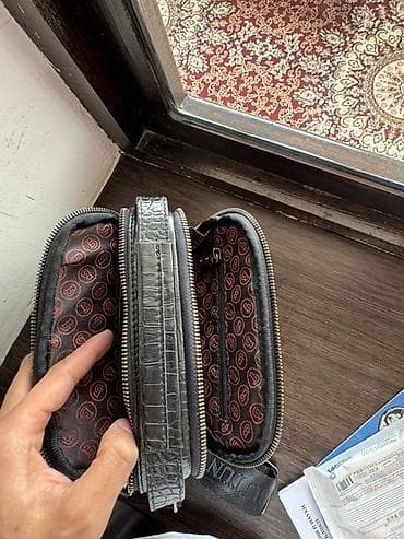 mk сумки: Мужская сумка через плечо (кросс-боди) - Материал: черная экокожа под — 3