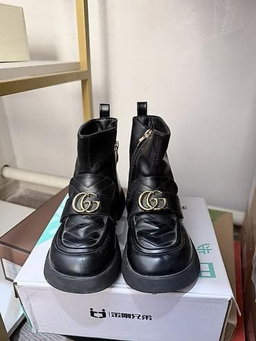 магазин обуви: Черные кожаные ботинки-черевики для девочки/мальчика. Основные — 1