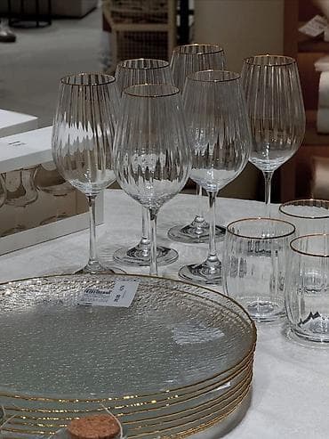 лимит: Стеклянная сервировка для напитков в рифлёном и гранёном дизайне - — 2