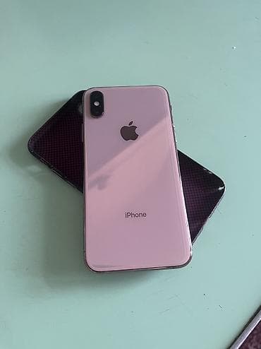 IPhone Xs, Б/у, 64 ГБ, Золотой, Чехол, 100 %