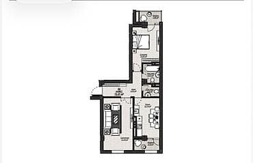 57: 2 комнаты, 72 м², Асанбай мкр Элитка, 7 этаж, ПСО (под самоотделку) — 2