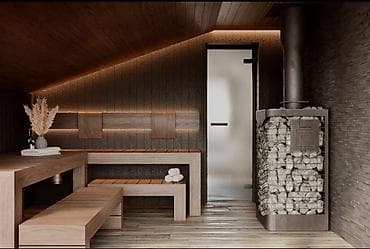 готовые бани: Интерьер черной бани может сочетать в себе современные и традиционные — 9