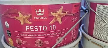 led свет: Tikkurila PESTO 10 — стойкая универсальная матовая эмаль, 9 л — 1