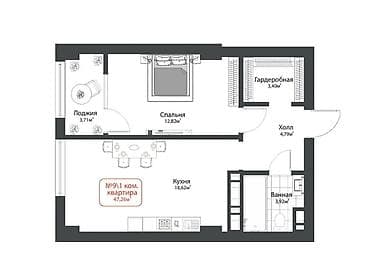 1 комната, 47 м², Элитка, 6 этаж, Готовая ПСО (под самоотделку) at lalafo.kg 1 комната, 47 м², Элитка, 6 этаж, Готовая ПСО (под самоотделку)
