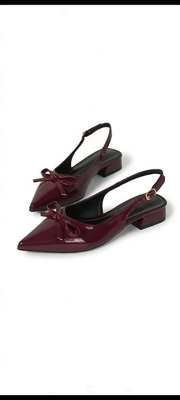 Туфли: Размеры с 37-42. Лаковые женские туфли slingback с острым мысом — 2