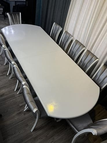 штукатурка балдар керек: Конок бөлмөсү үчүн үстөл жана отургуч, түсү - Ак — 2