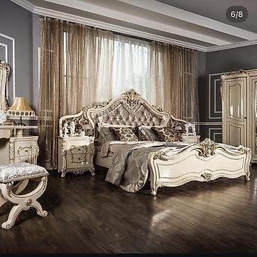 Эмерек гарнитурлары: Уктоочу бөлмө гарнитуру, Колдонулган, Эки кишилик керебет, Орусия, Өзү алып кетүү, түсү - Саргыч боз — 2