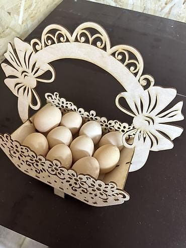 балдарга кийим: Декоративные подставки-корзинки для яиц из фанеры - Материал: светлая — 1