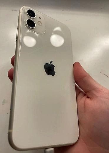 IPhone 11, Б/у, 128 ГБ, Белый, Зарядное устройство, Защитное стекло, Чехол, 87 %