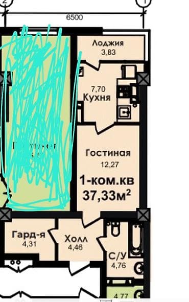 1 комната, 37 м², 108 серия, 9 этаж, Готовая ПСО (под самоотделку)