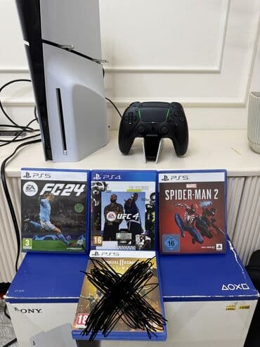 PS5 Slim 1TB как новый! два оригинал джойстика игры на дисках
