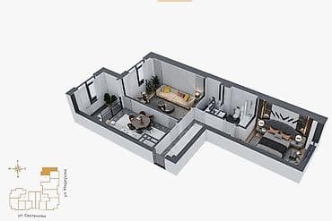 Продажа квартир: 2 комнаты, 66 м², Элитка, 9 этаж, Готовая ПСО (под самоотделку) — 3