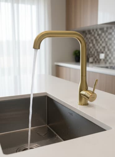 смисители: Смеситель для кухни с высоким изливом Cascada в золотистом цвете — 1