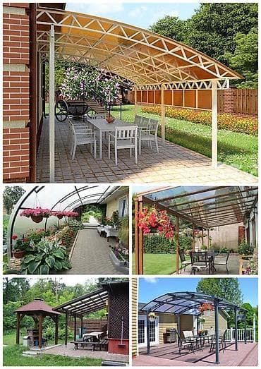 Газонокосилки: Навес, Арочный, Металл, Поликарбонат, Установка — 5