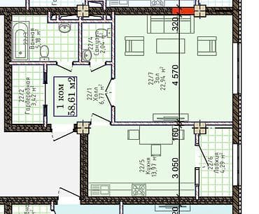 Продажа квартир: 1 комната, 58 м², Элитка, 4 этаж — 2