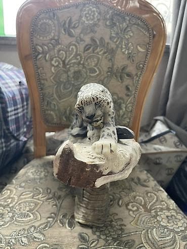 Статуэтки: Скульптура «Снежный барс на скале» - Материал: резной камень/минерал — 3