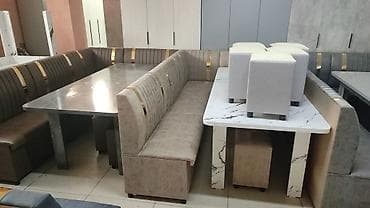 угловой диван с столом: Кухонный мягкий уголок, Другой материал, цвет - Серый — 2