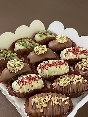 дордой моторс продукты: Финики в бельгийском шоколаде на ифтар. 4 вкуса: - фисташка - кешью - — 3