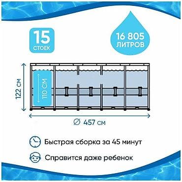 купал: 457/122 см модель 28242 Сборный бассейн Intex Metal Frame легко и — 7