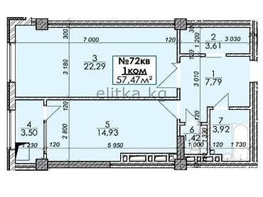 квартира 18000: 1 комната, 58 м², Элитка, Готовая ПСО (под самоотделку) — 2