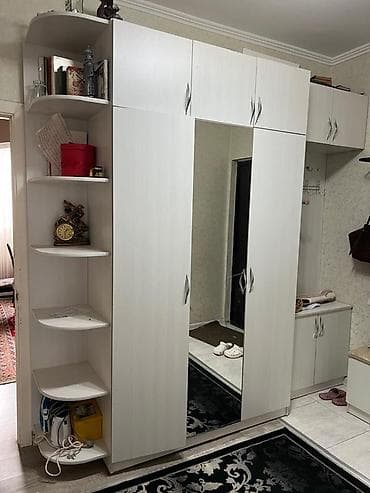 полки настенные: Гарнитур для прихожей, Б/у, Зеркало, ДСП, Самовывоз, цвет - Белый — 2