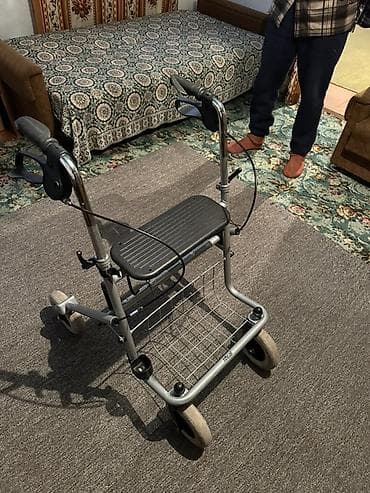 Медтовары: Роллатор (ходунки с колесами) с сиденьем и корзиной - 4 колеса — 2