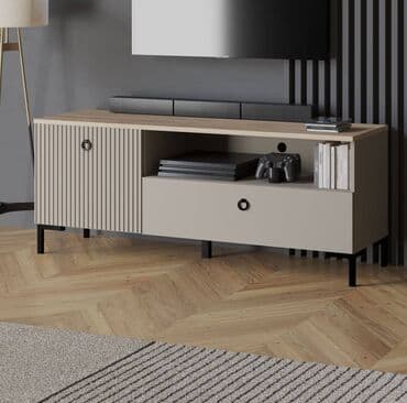 настройка телевизор: Артикул: 00036638 Доменика Тумба RTV1D1S, Глиняный серый/ Дуб — 2