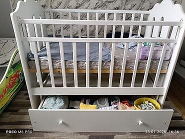 манеж детиский: БУ состояния абдан жакшы. Детская кроватка классическая, белая. - — 3