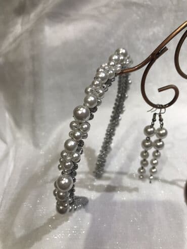 свадебная диадема: Свадебный аксессуар, Свадебная диадема, тиара, Новый, цвет - Серебристый — 12