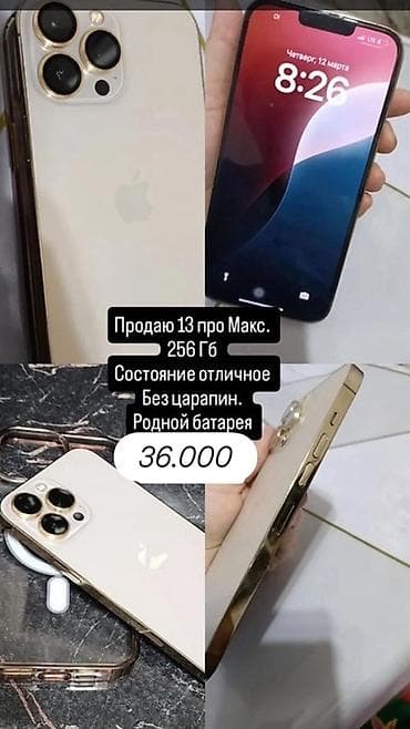 айфон 13 подделка купить: IPhone 13 Pro Max, Б/у, 256 ГБ, Золотой, Чехол, 79 % — 1