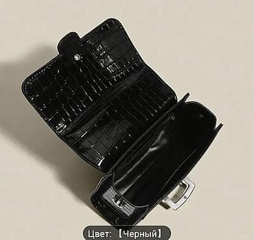 шахматный стол: Женская сумка-кроссбоди/топ-хэндл.Новая. - Цвет: черный (глянцевый) - — 5