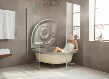 зеркала для душа: Душевая кабина Полукруглая, Покрытие: Тонированное — 1