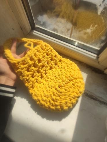 Аксессуарлар: Вязаная сумка-шоппер ручной работы - Материал: плотная трикотажная — 3