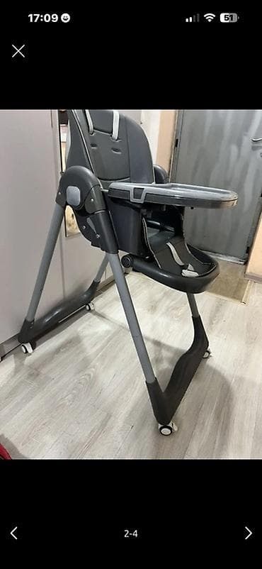 вешалка для одежды на колесах: Стульчик для кормления, серо-графитовый - Регулируемая спинка с — 3