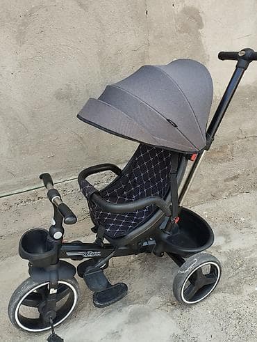 Детский транспорт: Детский трехколесный велосипед-коляска с родительской ручкой и большим — 1