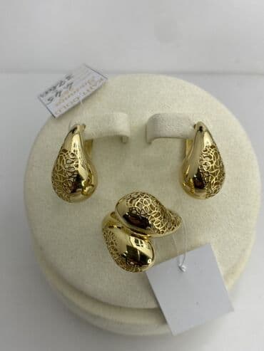 серебро золота: Набор украшений, Проба 585, Новый, Цвет металла: Желтый — 1