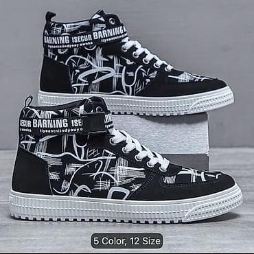 nike tech flece: Высокие кеды с графичным принтом - Модель: высокие кеды на шнуровке с — 5