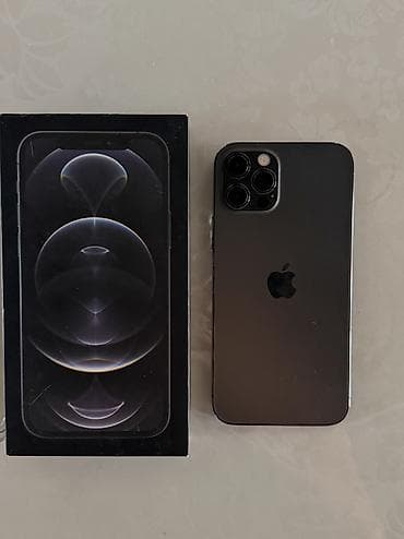 чоор фото: IPhone 12 Pro, Колдонулган, 128 ГБ, Графит, Куту, Коргоочу айнек, Каптама, 75 % — 1
