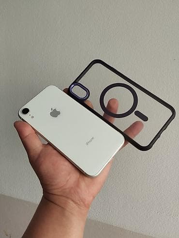 IPhone Xr, Б/у, 64 ГБ, Белый, Чехол, 100 %