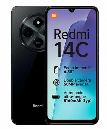 Redmi, Redmi 14C, Б/у, 256 ГБ, цвет - Черный, 2 SIM