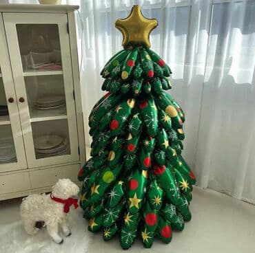 Надувная новогодняя ёлка 130 см с золотой звездой Особенности: -