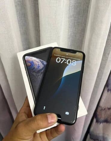 IPhone Xr, Б/у, 64 ГБ, Черный, Коробка, 77 %