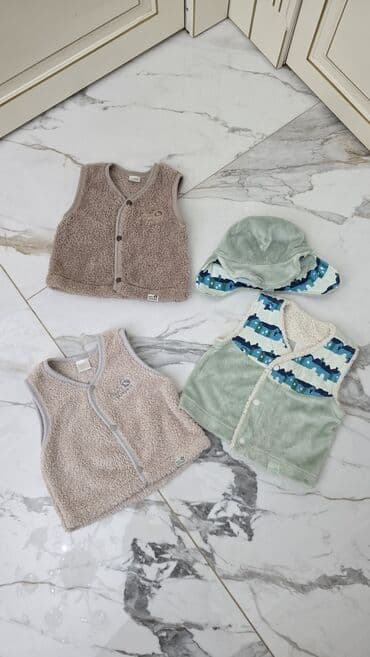 детский осенний комплект: Комплект, цвет - Зеленый, Б/у — 4