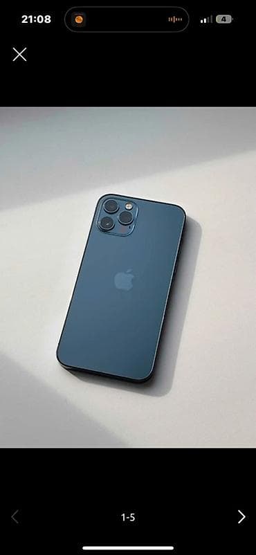 apple компьютер: IPhone 12 Pro, Б/у, Pacific Blue, Кабель — 3